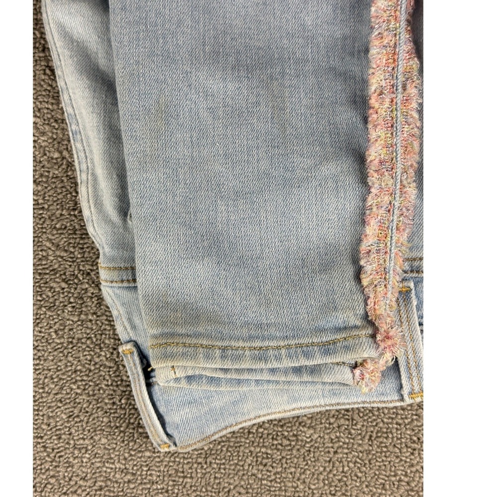 7 For All Mankind Jeans Women 24 Blue High Waist Ankle Skinny Rainbow Fringe - Picture 10 of 11